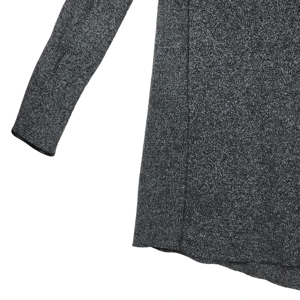 Zara‎ S Womens Cardigan Sweater Gray Black Oversized Open Front Faux Leather